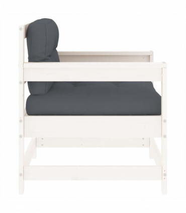 vidaXL Garden Chairs with Cushions 2 pcs White Solid Wood Pine