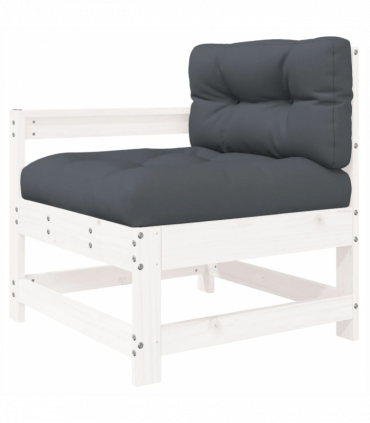 vidaXL Garden Chairs with Cushions 2 pcs White Solid Wood Pine