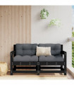 vidaXL Garden Corner Sofas 2 pcs Black Solid Wood Pine