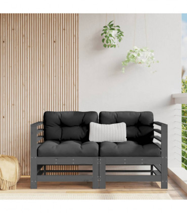 vidaXL Garden Corner Sofas 2 pcs Grey Solid Wood Pine