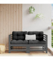 vidaXL Garden Corner Sofas 2 pcs Grey Solid Wood Pine