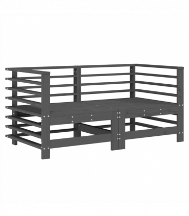 vidaXL Garden Corner Sofas 2 pcs Grey Solid Wood Pine