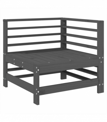 vidaXL Garden Corner Sofas 2 pcs Grey Solid Wood Pine