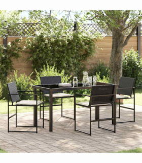 vidaXL Garden Dining Set 5 pcs Black Poly rattan