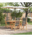vidaXL Garden Dining Set 5 pcs Grey Solid acacia wood and poly rattan
