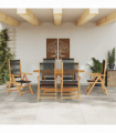vidaXL Garden Dining Set 7 pcs Black Solid acacia wood and poly rattan