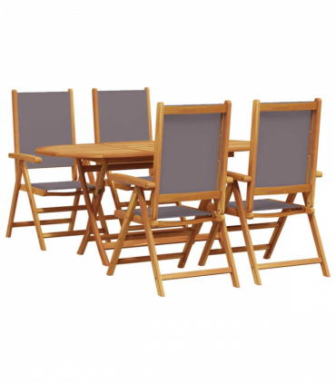 vidaXL Garden Dining Set Folding 5 pcs Anthracite Solid acacia wood