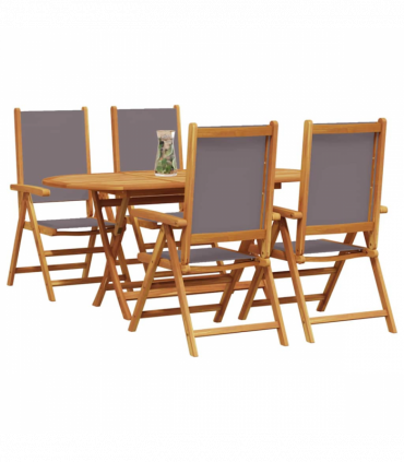 vidaXL Garden Dining Set Folding 5 pcs Anthracite Solid acacia wood