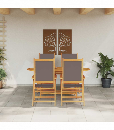 vidaXL Garden Dining Set Folding 5 pcs Anthracite Solid acacia wood