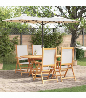 vidaXL Garden Dining Set Folding 5 pcs Cream white Solid acacia wood