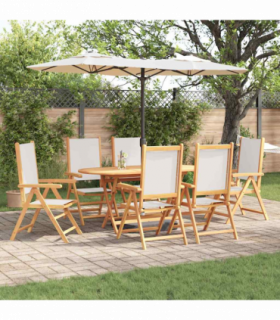 vidaXL Garden Dining Set Folding 7 pcs Cream white Solid acacia wood