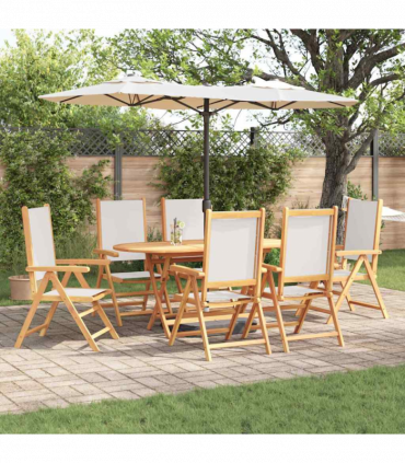 vidaXL Garden Dining Set Folding 7 pcs Cream white Solid acacia wood