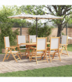 vidaXL Garden Dining Set Folding 7 pcs Cream white Solid acacia wood