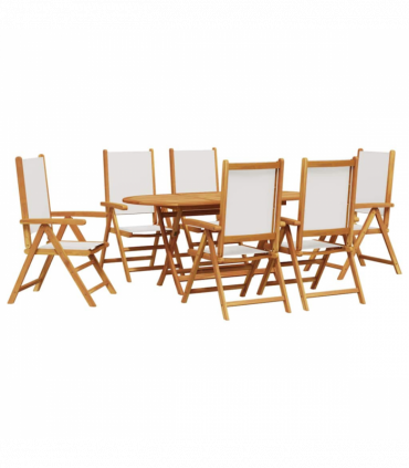 vidaXL Garden Dining Set Folding 7 pcs Cream white Solid acacia wood