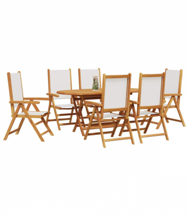 vidaXL Garden Dining Set Folding 7 pcs Cream white Solid acacia wood