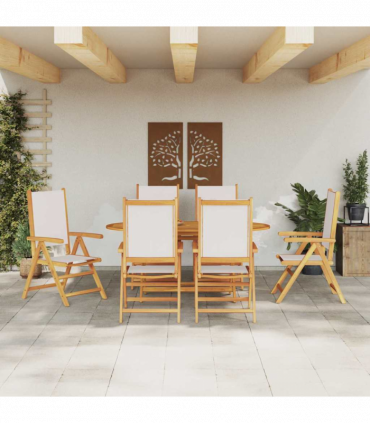 vidaXL Garden Dining Set Folding 7 pcs Cream white Solid acacia wood
