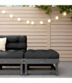 vidaXL Garden Footstool with Cushion Grey Solid Wood Pine