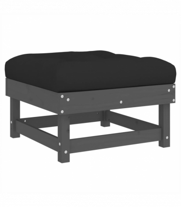 vidaXL Garden Footstool with Cushion Grey Solid Wood Pine