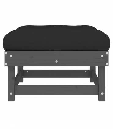 vidaXL Garden Footstool with Cushion Grey Solid Wood Pine
