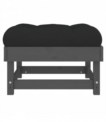 vidaXL Garden Footstool with Cushion Grey Solid Wood Pine