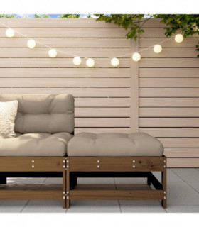 vidaXL Garden Footstool with Cushion Honey Brown Solid Wood Pine