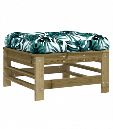 vidaXL Garden Footstool with Cushion Impregnated Wood Pine
