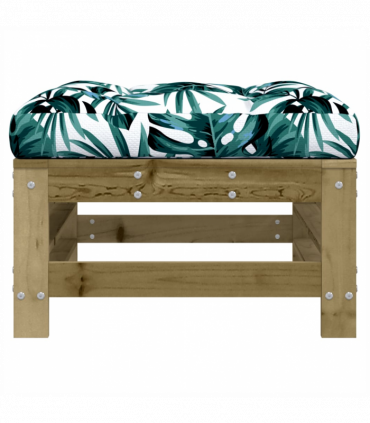 vidaXL Garden Footstool with Cushion Impregnated Wood Pine