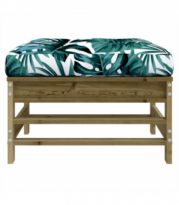 vidaXL Garden Footstool with Cushion Impregnated Wood Pine