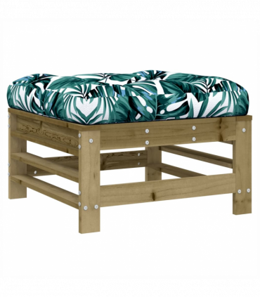 vidaXL Garden Footstool with Cushion Impregnated Wood Pine