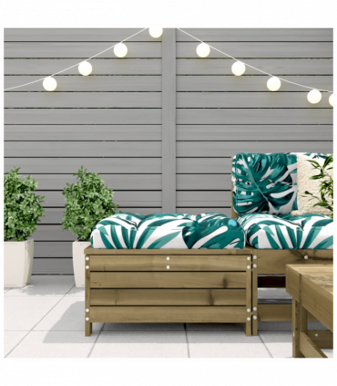 vidaXL Garden Footstool with Cushion Impregnated Wood Pine