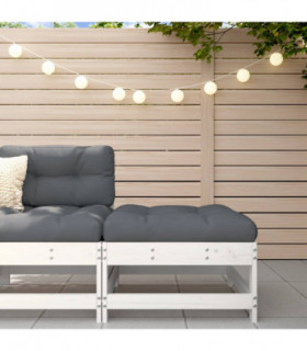 vidaXL Garden Footstool with Cushion White Solid Wood Pine