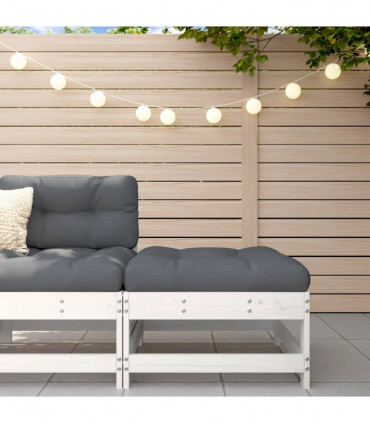 vidaXL Garden Footstool with Cushion White Solid Wood Pine