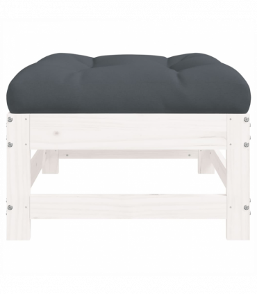 vidaXL Garden Footstool with Cushion White Solid Wood Pine
