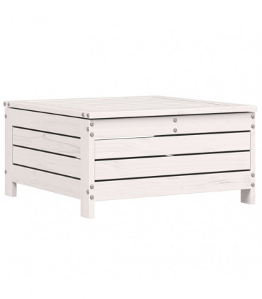 vidaXL Garden Footstool with Cushion White Solid Wood Pine