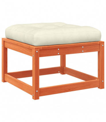 vidaXL Garden Footstool with Cushions Wax Brown Solid Wood Pine