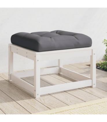 vidaXL Garden Footstool with Cushions White Solid Wood Pine