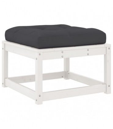 vidaXL Garden Footstool with Cushions White Solid Wood Pine