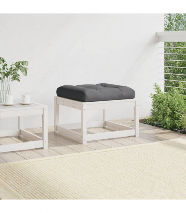 vidaXL Garden Footstool with Cushions White Solid Wood Pine