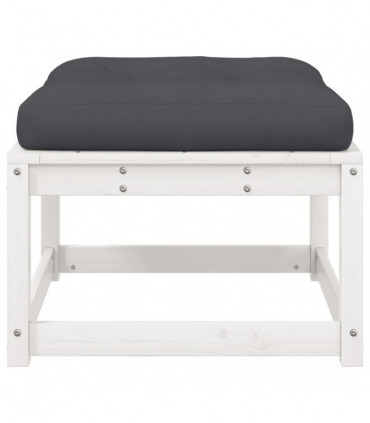 vidaXL Garden Footstool with Cushions White Solid Wood Pine