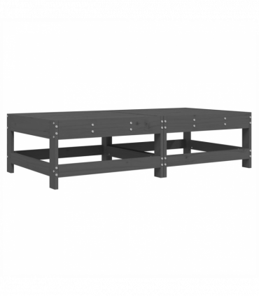 vidaXL Garden Footstools with Cushions 2pcs Grey Solid Wood Pine