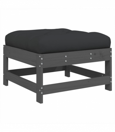 vidaXL Garden Footstools with Cushions 2pcs Grey Solid Wood Pine