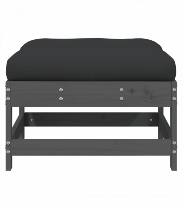 vidaXL Garden Footstools with Cushions 2pcs Grey Solid Wood Pine