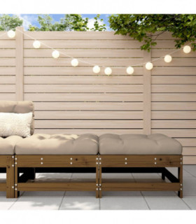 vidaXL Garden Footstools with Cushions 2pcs Honey Brown Solid Wood Pine