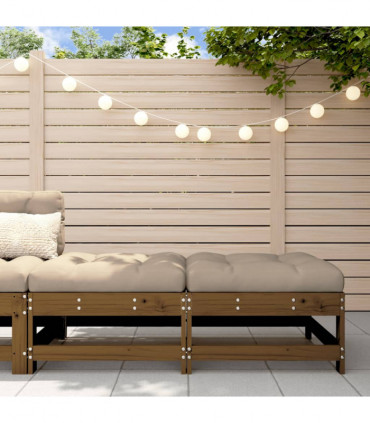 vidaXL Garden Footstools with Cushions 2pcs Honey Brown Solid Wood Pine