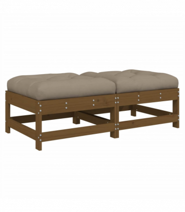 vidaXL Garden Footstools with Cushions 2pcs Honey Brown Solid Wood Pine