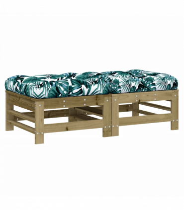 vidaXL Garden Footstools with Cushions 2pcs Impregnated Wood Pine