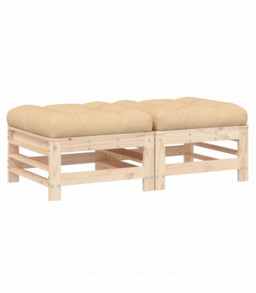 vidaXL Garden Footstools with Cushions 2pcs Solid Wood Pine