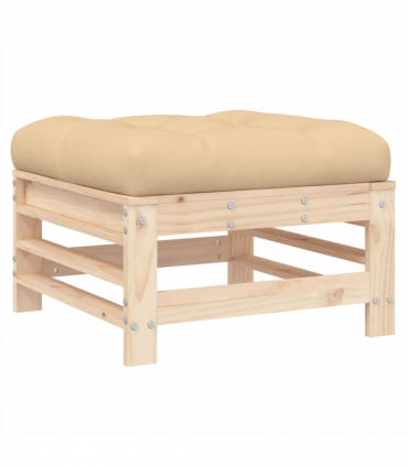 vidaXL Garden Footstools with Cushions 2pcs Solid Wood Pine