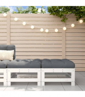 vidaXL Garden Footstools with Cushions 2pcs White Solid Wood Pine