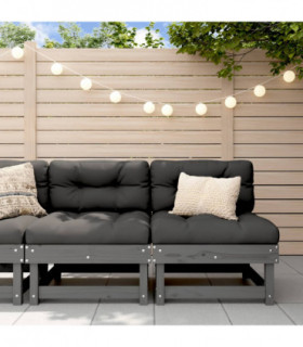 vidaXL Garden Middle Sofas 2 pcs Grey Solid Wood Pine